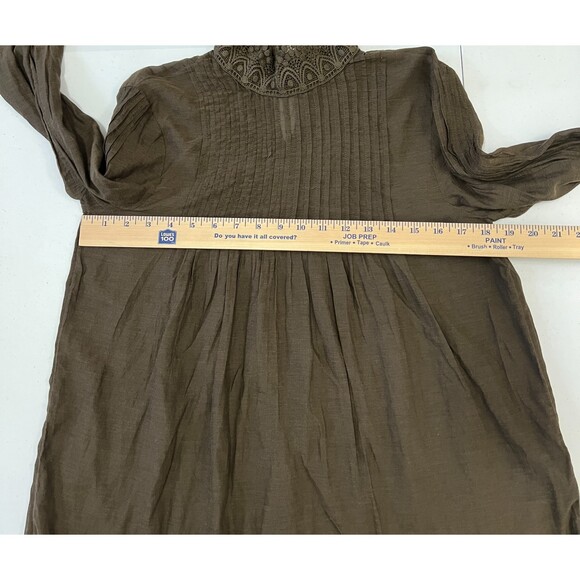 H&M L.O.G.G. Women's Green Long Sleeve Blouse with Lace Details Size 4 - Picture 7 of 9